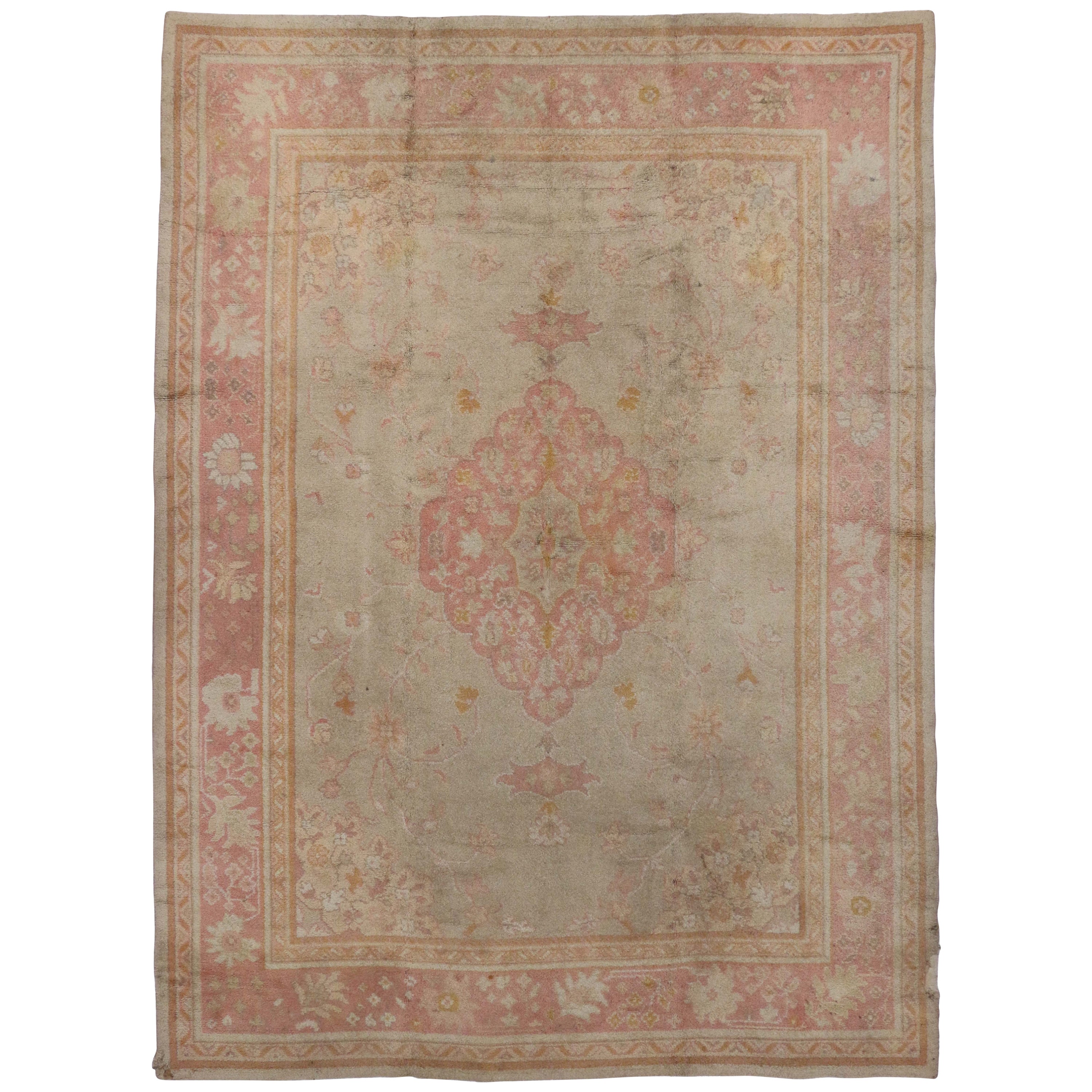 Vintage Indian Palace Rug with Romantic English Country Cottage Style