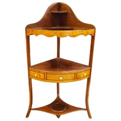 George III Mahogany and Satinwood Corner Washstand