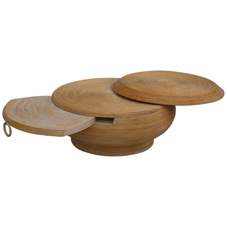 1970s Italian Swivel Coffee Table At 1stdibs 1970s Italian Rattan Swivel Coffee Table