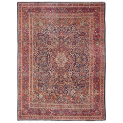 Used Persian Fine Manchester Classic Kashan rug with Medallion Design