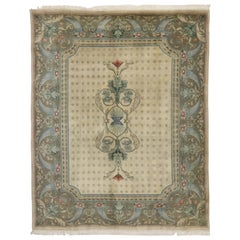 Vintage Indian Area Rug with Traditional European Cottage, French Country Style