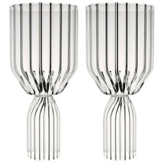 Pair of Czech Contemporary Medium Goblet Wine Cocktail Glass Handmade in Stock