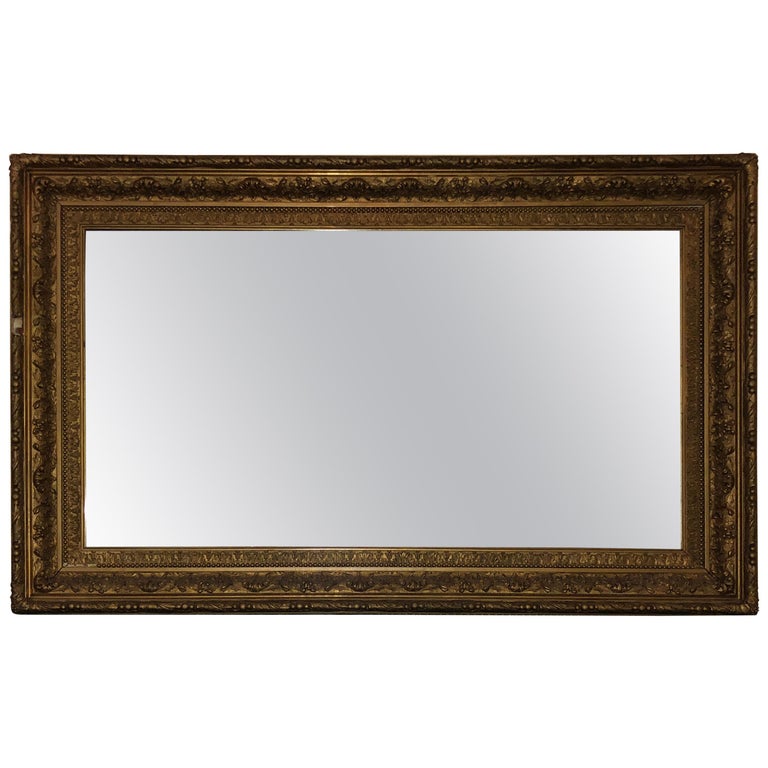 High 1880s Victorian Turn Of Century Full Length Glamourous Gilt High 1880s Victorian Turn Of Century Full Length Glamourous Gilt Carved Mirror For
