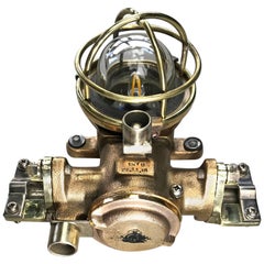 1980s Cast Bronze Flame Proof Water Tight Wall Light, Glass Dome Brass Cage E12