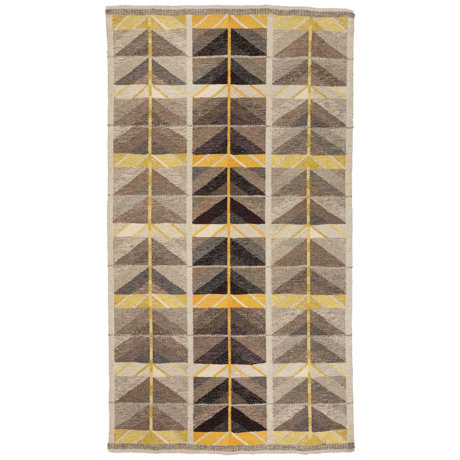 Vintage Scandinavian Modern Rug, Diagonals Carpet by Ingrid Dessau