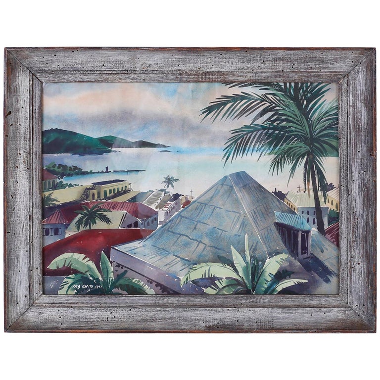Antique Caribbean Watercolor For Sale at 1stdibs