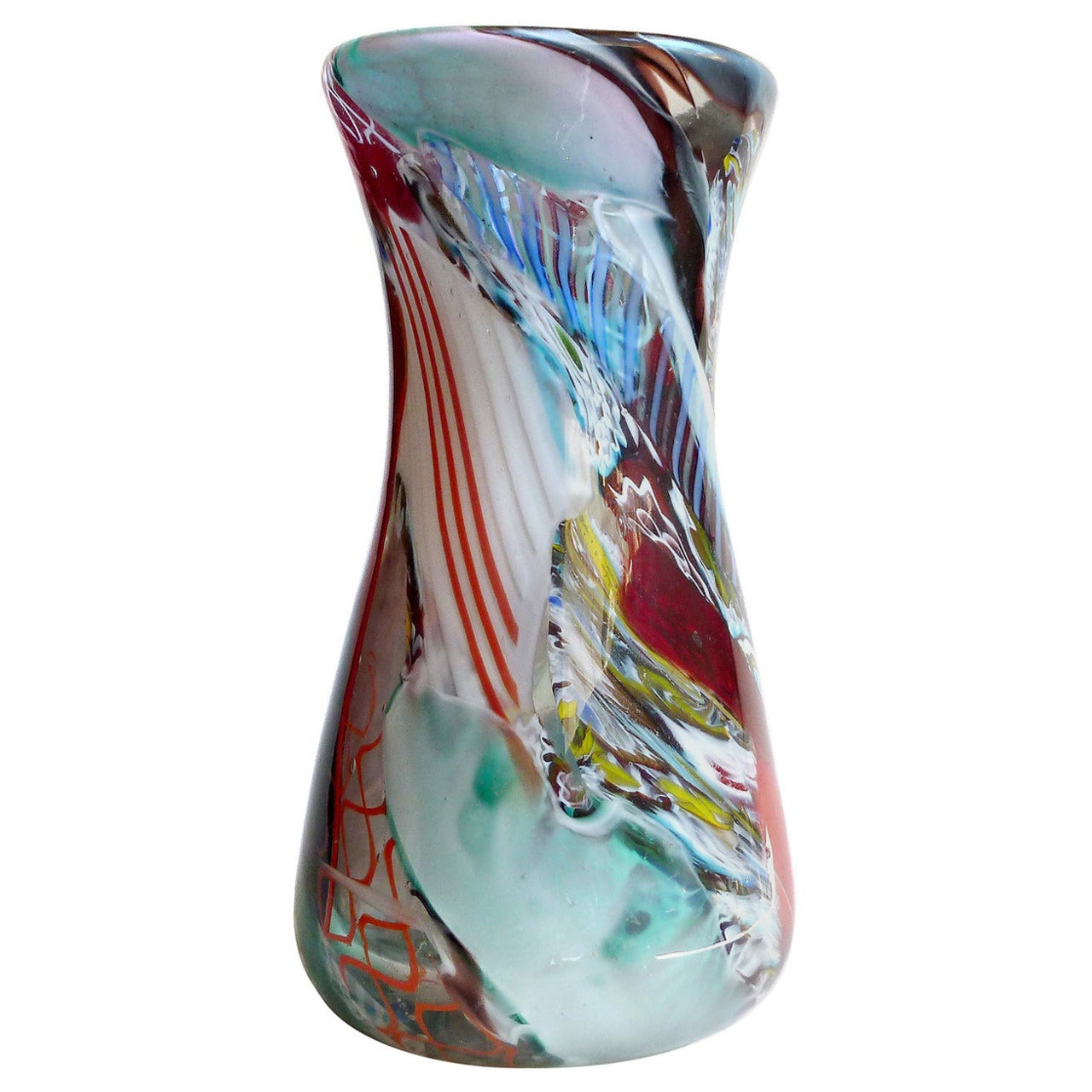 Dino Martens Murano Millefiori Murrines Zanfirico Ribbons Italian Art Glass Vase