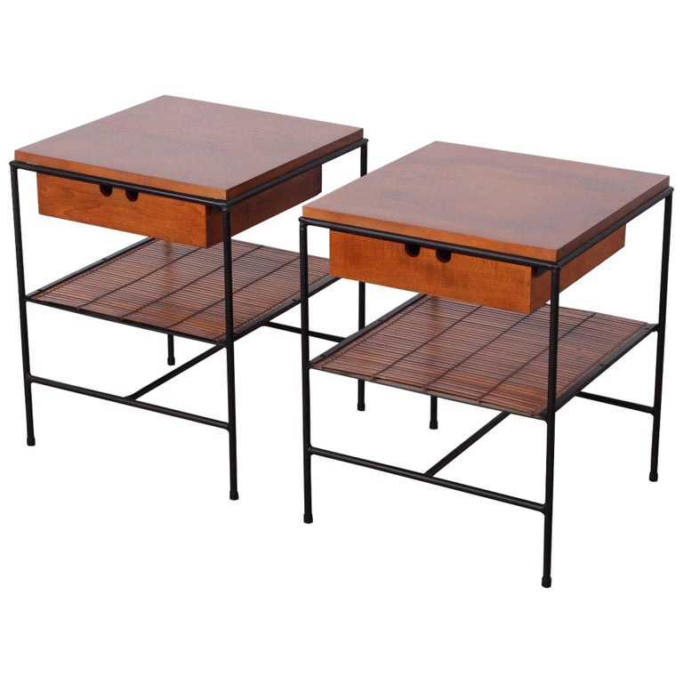 Elegant Pair of Mahogany Nightstands at 1stdibs