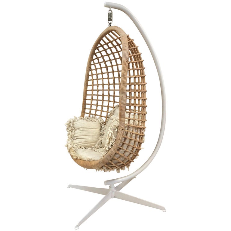 1960s Rattan Swing Chair For Sale at 1stdibs