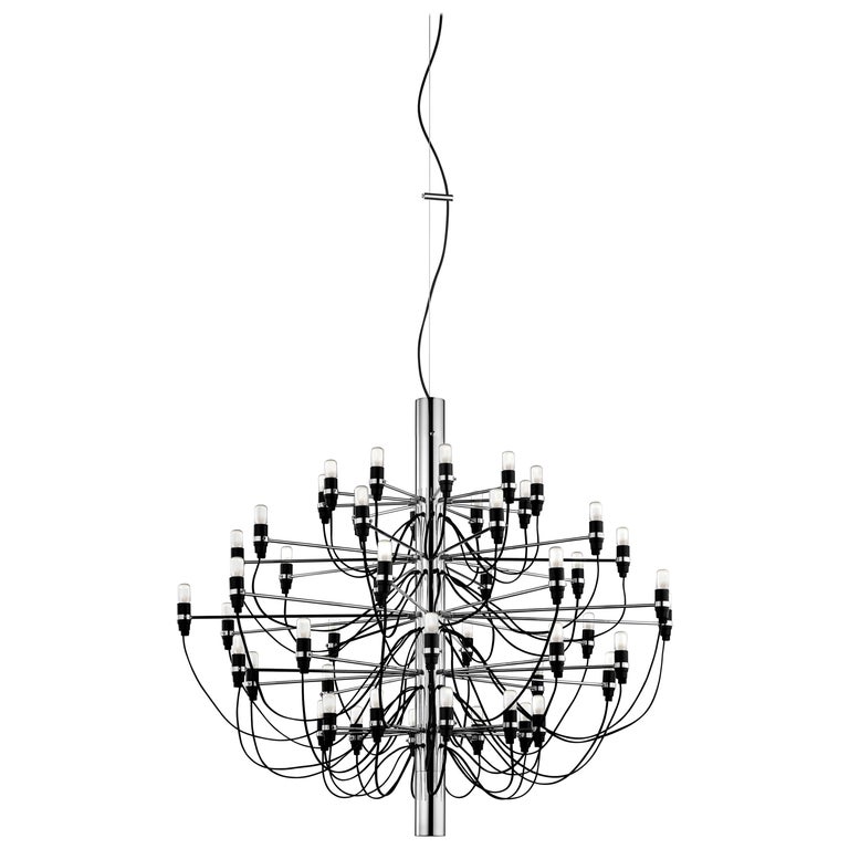 Flos 2097 50 Pendant Light In Brass By Gino Sarfatti For At 1stdibs Flos 2097 50 Pendant Light In Chrome By Gino Sarfatti