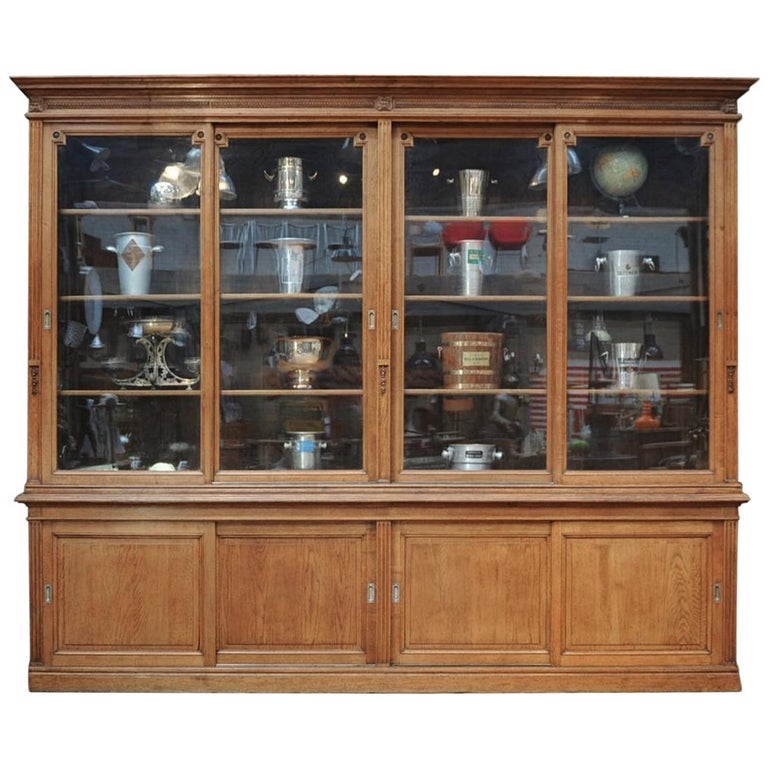 Large Oak Sliding Doors Commerce Bookcase Cabinet 1900 At 1stdibs Large Oak Sliding Doors Commerce Bookcase Cabinet 1900 For