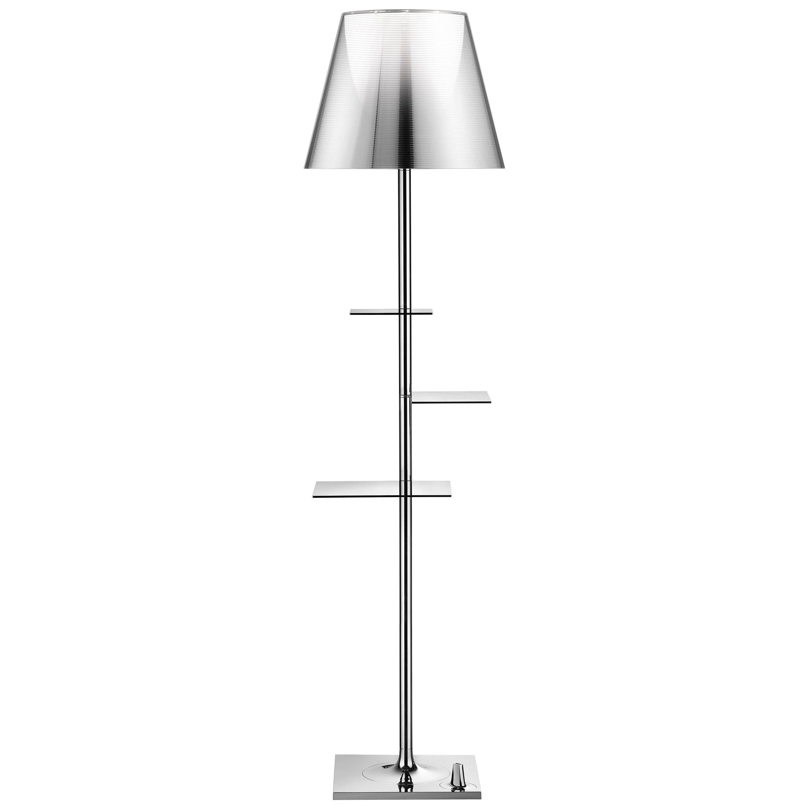 FLOS Bibliotheque Nationale Chrome Floor Lamp with Silver Shade, Philippe Starck