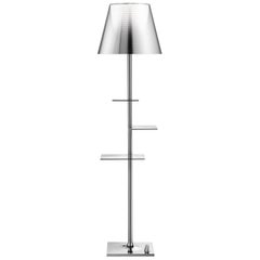 Lampadaire chromé de la Bibliothèque nationale FLOS avec abat-jour en argent, Philippe Starck