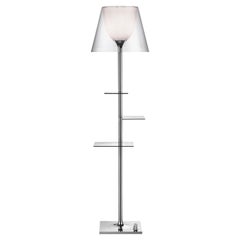 FLOS Lámpara de pie Bibliotheque Nationale Cromo con pantalla transparente, Philippe Starck