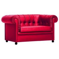 Baleri Italia Bristol Armchair in Red Leather by Enrico Baleri