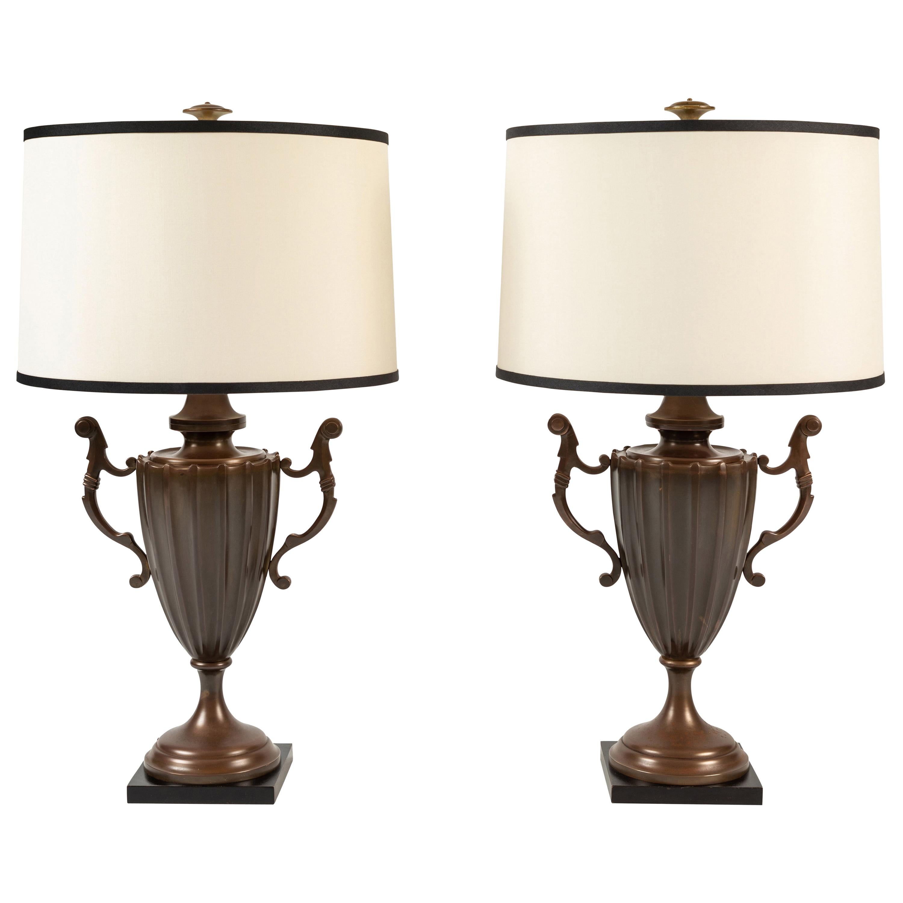 Pair of Urn Form Table Lamps by Chapman