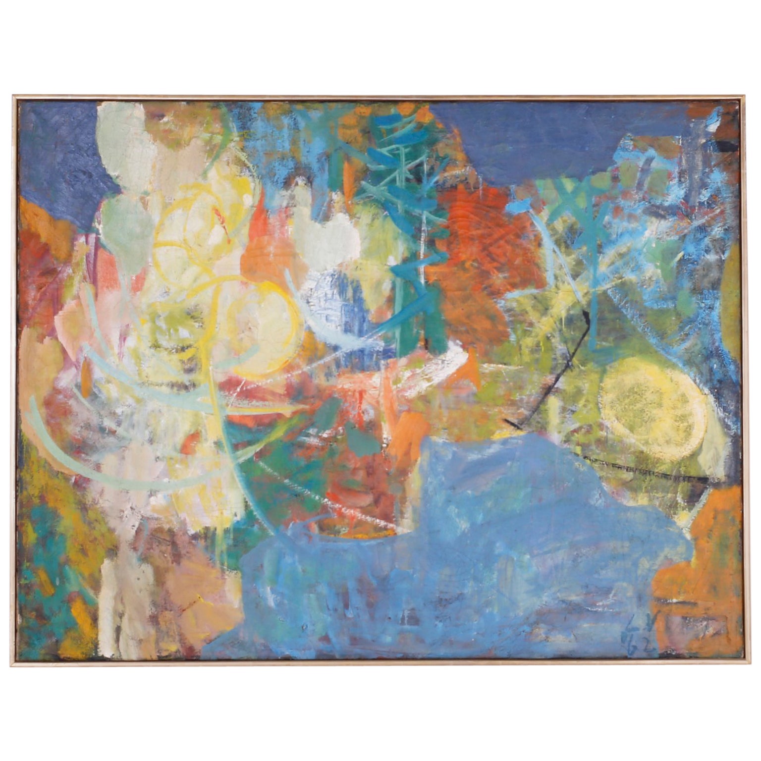 Large Abstract Oil Painting on Canvas For Sale at 1stDibs