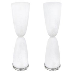 Pair of White Murano Glass Lamps Attributed to Vetri