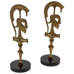 Pair of Abstract Roman Gladiator Sculptures by Frederick Weinberg