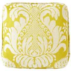 Schumacher Alessandra Branca Anna Damask Acid Green Two-Sided 18" Linen Pillow