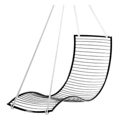 Fauteuil de salon moderne en acier courbé pour l'intérieur et l'extérieur, chaise longue noire, XXIe siècle