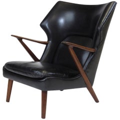 Kurt Olsen Danish Rosewood Black Leather Bear Chair