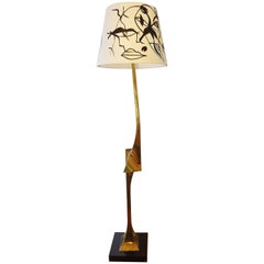 Gilt Brass Floor Lamp by Claude Santarelli, France, circa 1975