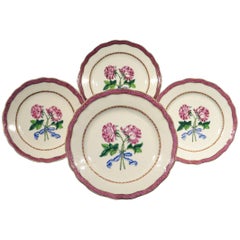 Four Chinese Export Famille Rose Botanical Plates, Qianlong Period (1736-1795)