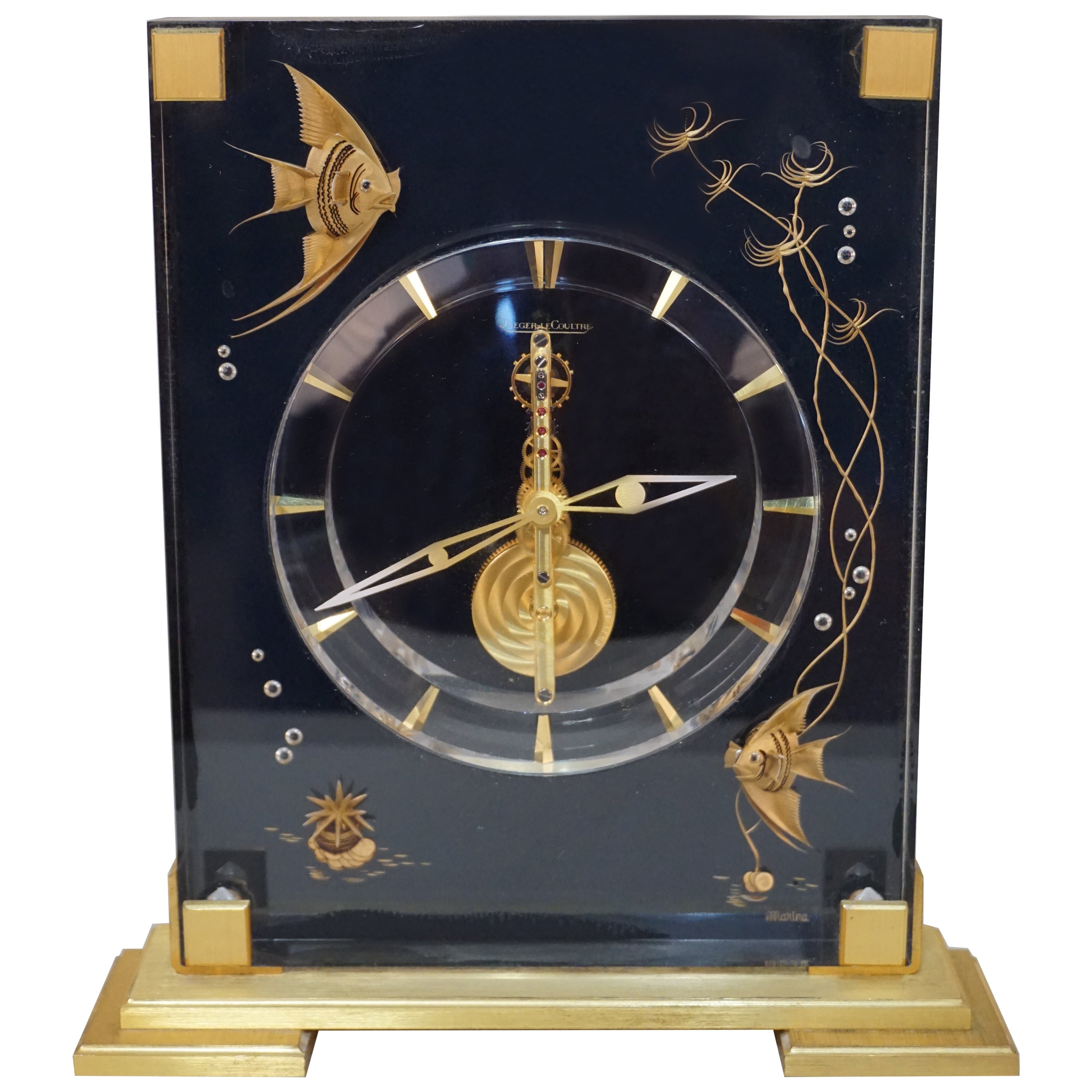 Jaeger LeCoultre Zodiac Skeleton Blue Face Table Clock at 1stDibs