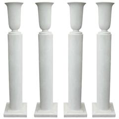 Four Rare French 1930s Plaster Columnar Floor Lamps Attributed to Louis Sue 7