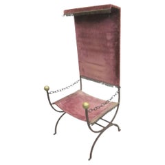 French Mid-Century Modern Neoclassical Iron Throne / Lounge Chair, Jean Royere