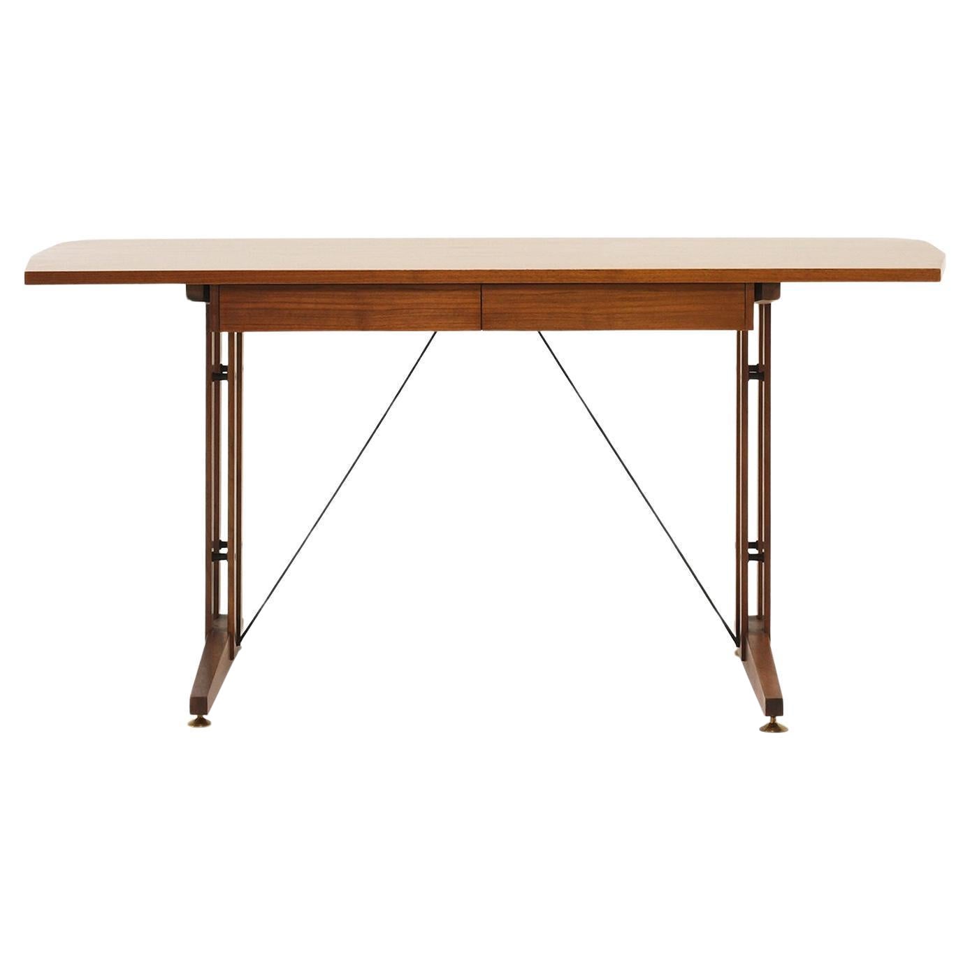 20th Century Italian Vintage Walnut Writing Table in the Style of Carlo Ratti For Sale