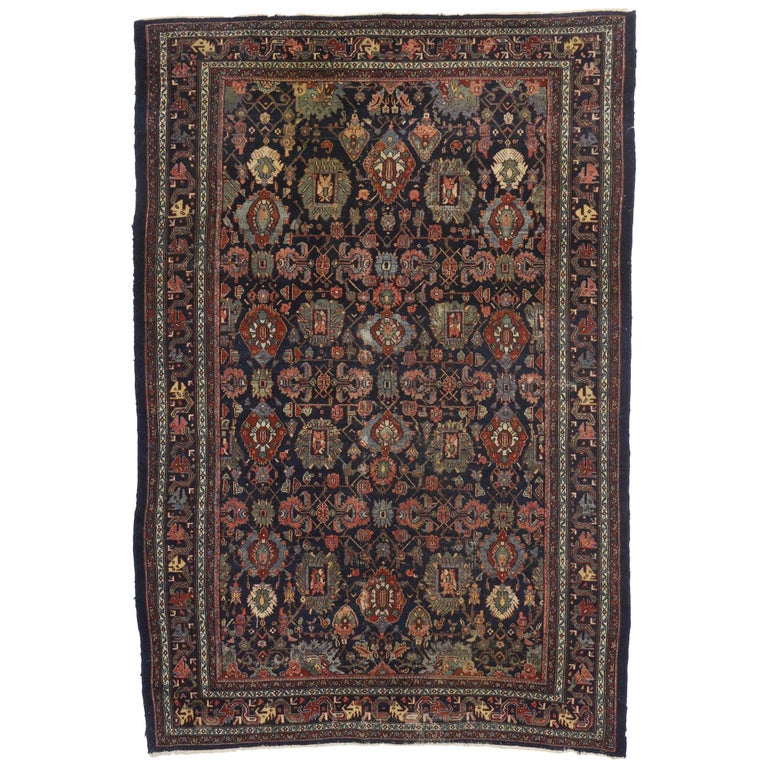 Antique Persian Bibikabad Area Rug With Dragon Vine Border And Antique Persian Bibikabad Area Rug With Dragon Vine Border And Traditional Style For