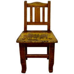 oak chair furniture near child plank seat painted