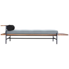 Mariano Daybed Solid Walnut and Metal Gabriel Fabric