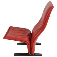 Vintage Red Leather Midcentury Concorde Chair by Pierre Paulin for Artifort