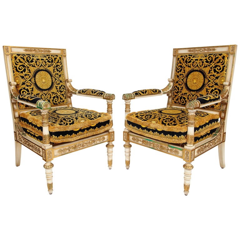 Pair of Empire-style Versace armchairs, 1995