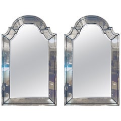 Pair of Distressed Dome Topped Classic Antiqued Pier Mirrors