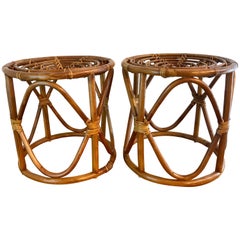 Pair of Bamboo Stools in the Manner of Franco Albini