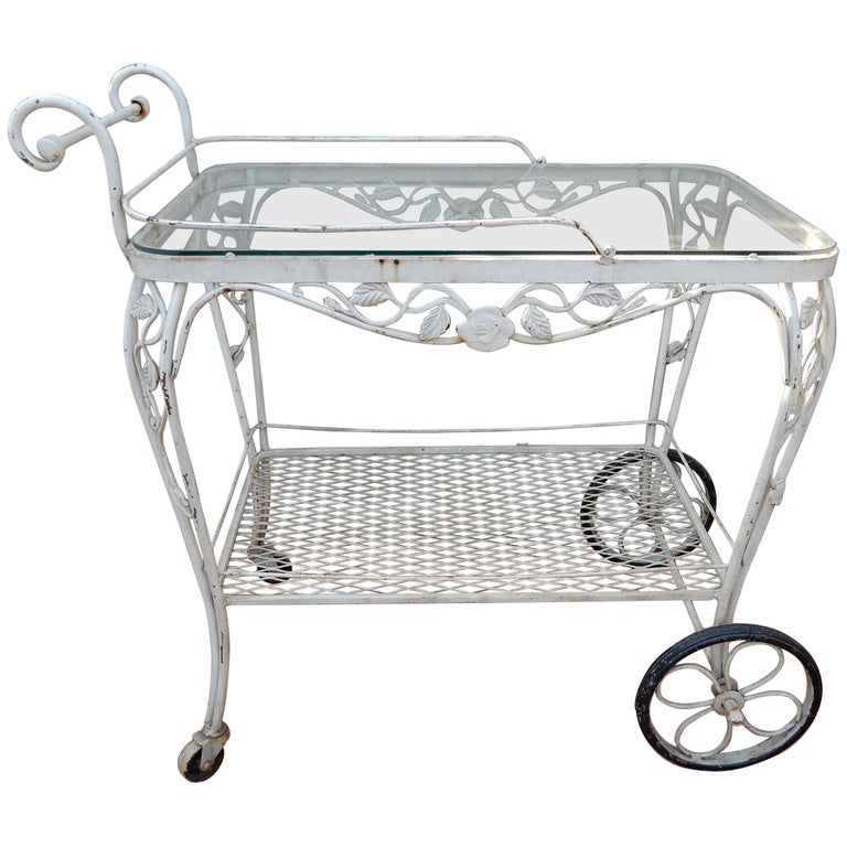 Patio Dining Set Woodard Wrought Iron Chantilly Rose Pattern At 1stdibs Vintage Bar Or Tea Cart Woodard Chantilly Rose Pattern Single Spun Fiberglass Patio Dining Side Chair