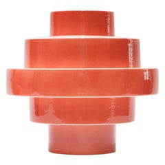 Montèe Solid Ceramic Vase in Coral Red by Simona Cardinetti, Handmade in Italy