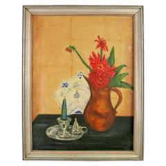 Candle Flowers Still Life Painting 7