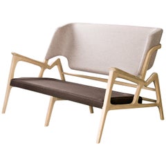 Tisa Two-Seat, Contemporary Upholstered Sofa in Wool and Ashwood