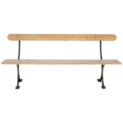 British Industrial Era Pine and Iron Bench