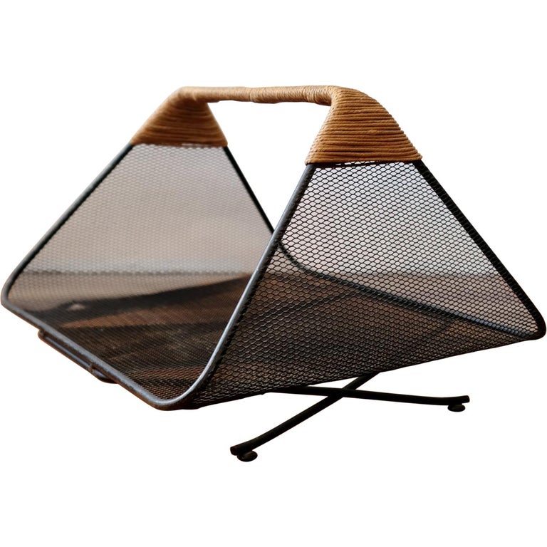 Stylish MidCentury Magazine Rack or Log Rack at 1stdibs