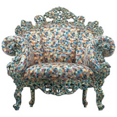 Proust Armchair with Hand-Carved Wooden Frame, Alessandro Mendini for Cappellini