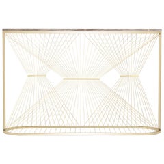 Contemporary Console Table with Marble, Brass and Steel, Handmade in Italy