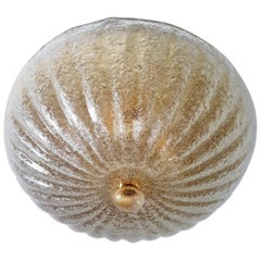 Large Murano Handmade Glass and Brass Ceiling Lamp by Barovier & Toso, 1980s