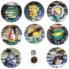 Piero Fornasetti Porcelain Mesi & Soli Plates, 12 Suns, 12 Months, 1950s