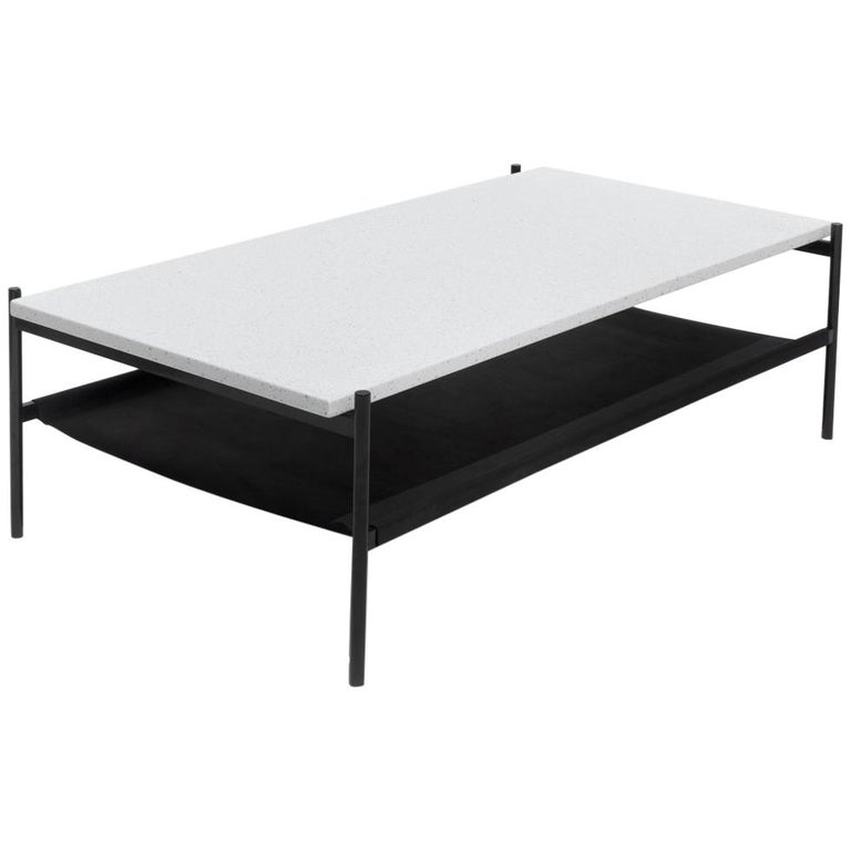 Duotone Rectangular Coffee Table Black Frame White Mosaic Duotone Rectangular Coffee Table Black Frame White Mosaic Leather For